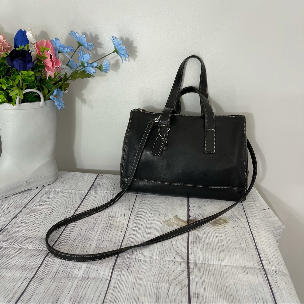 COACH Satchel Crossbody Doctor Satchel Bag Black Leather - Picture 2 of 11